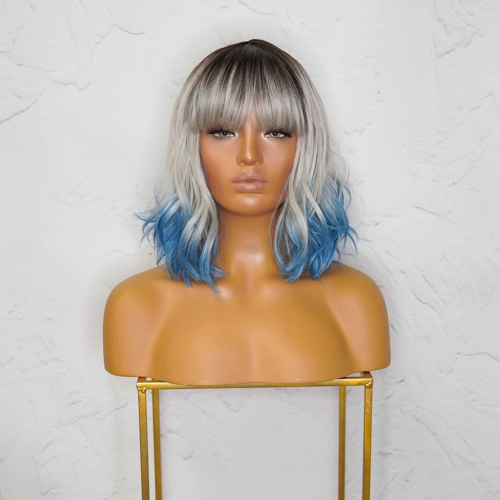 JORDAN Ombre Blue Bob Fringe Wig Milk Honey – Milk Honey Wigs