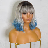 JORDAN Ombre Blue Bob Fringe Wig - Milk & Honey Wigs