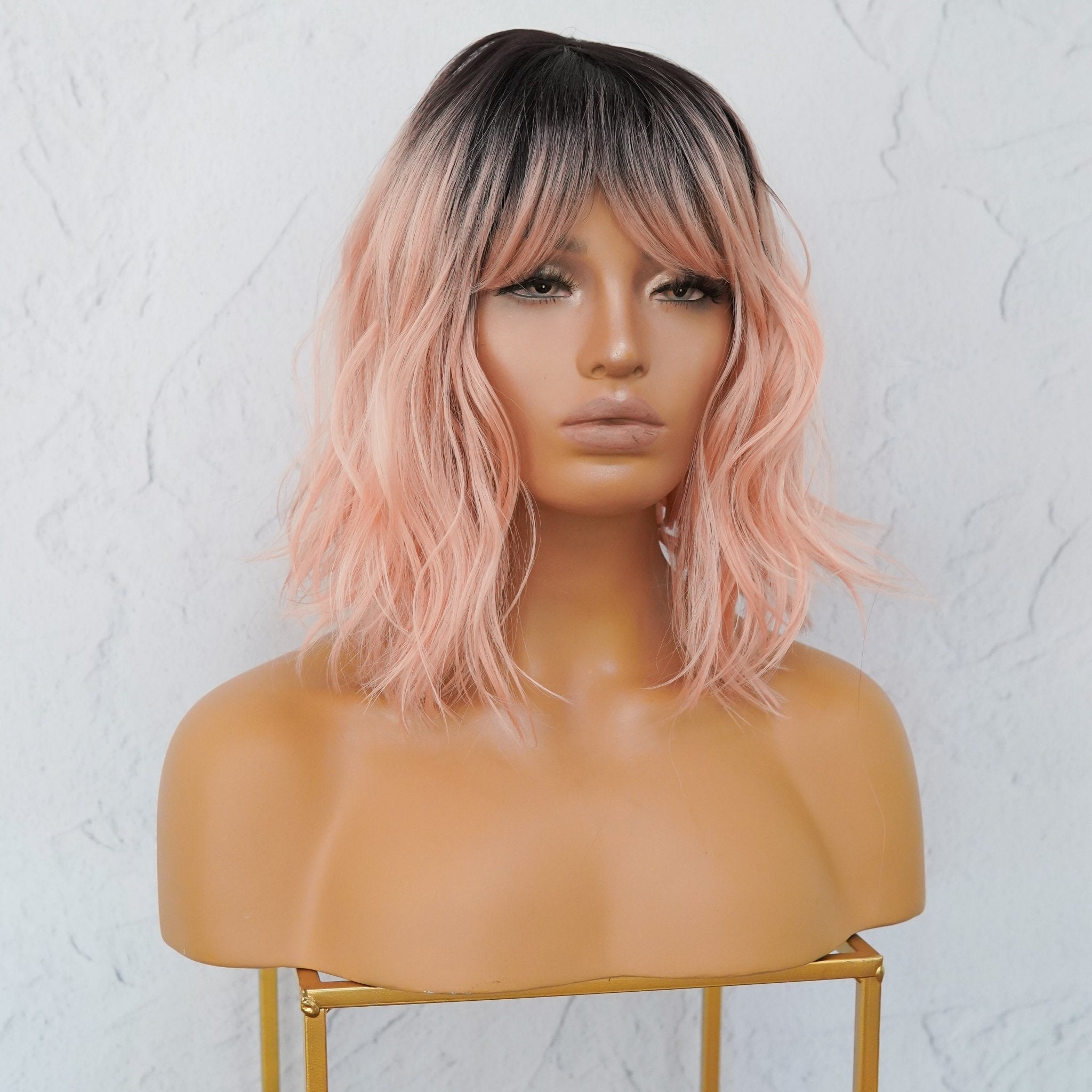 JORDAN Ombre Pink Bob Fringe Wig - Milk &amp; Honey Wigs