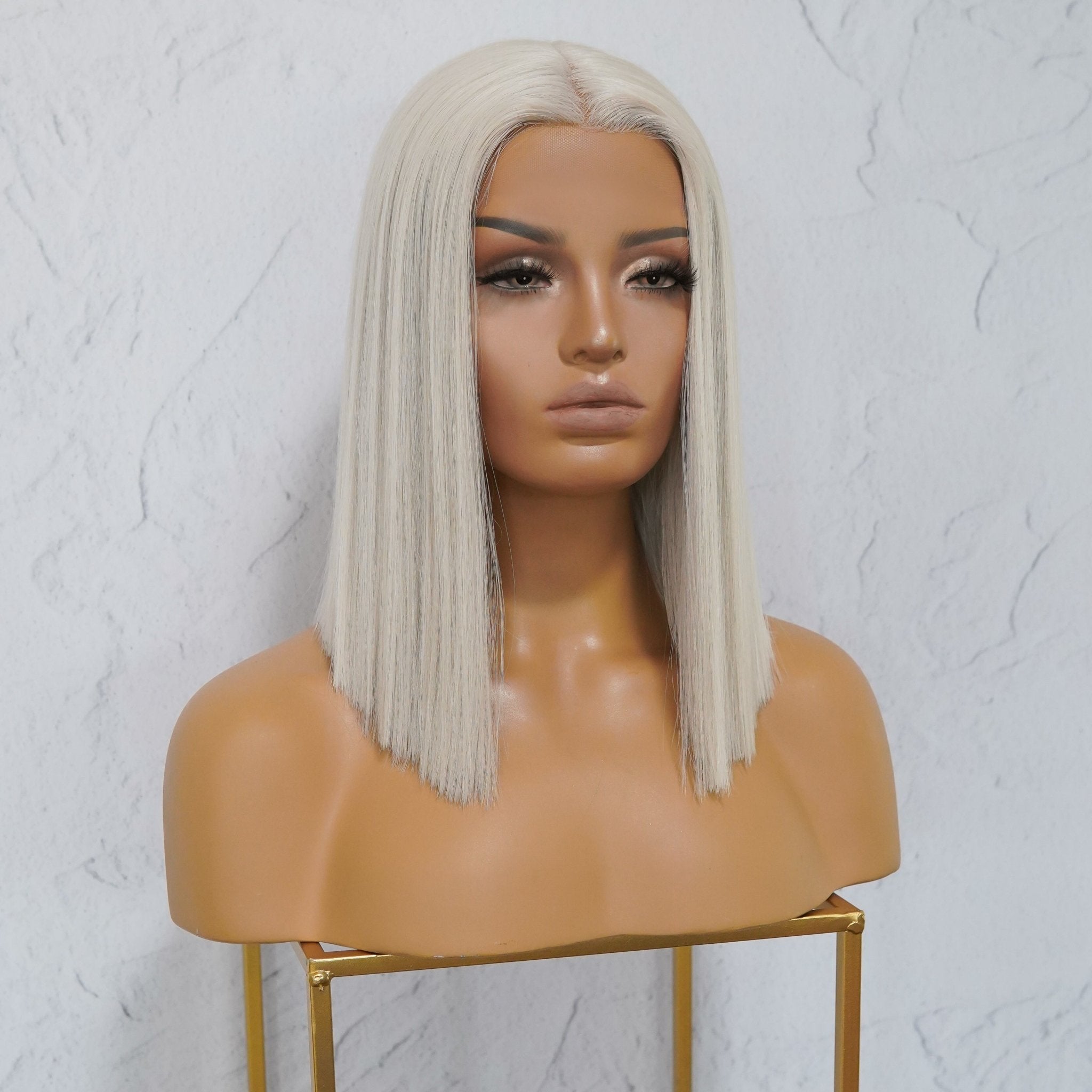 LAURA White Platinum Blonde Lace Front Wig - Milk &amp; Honey Wigs