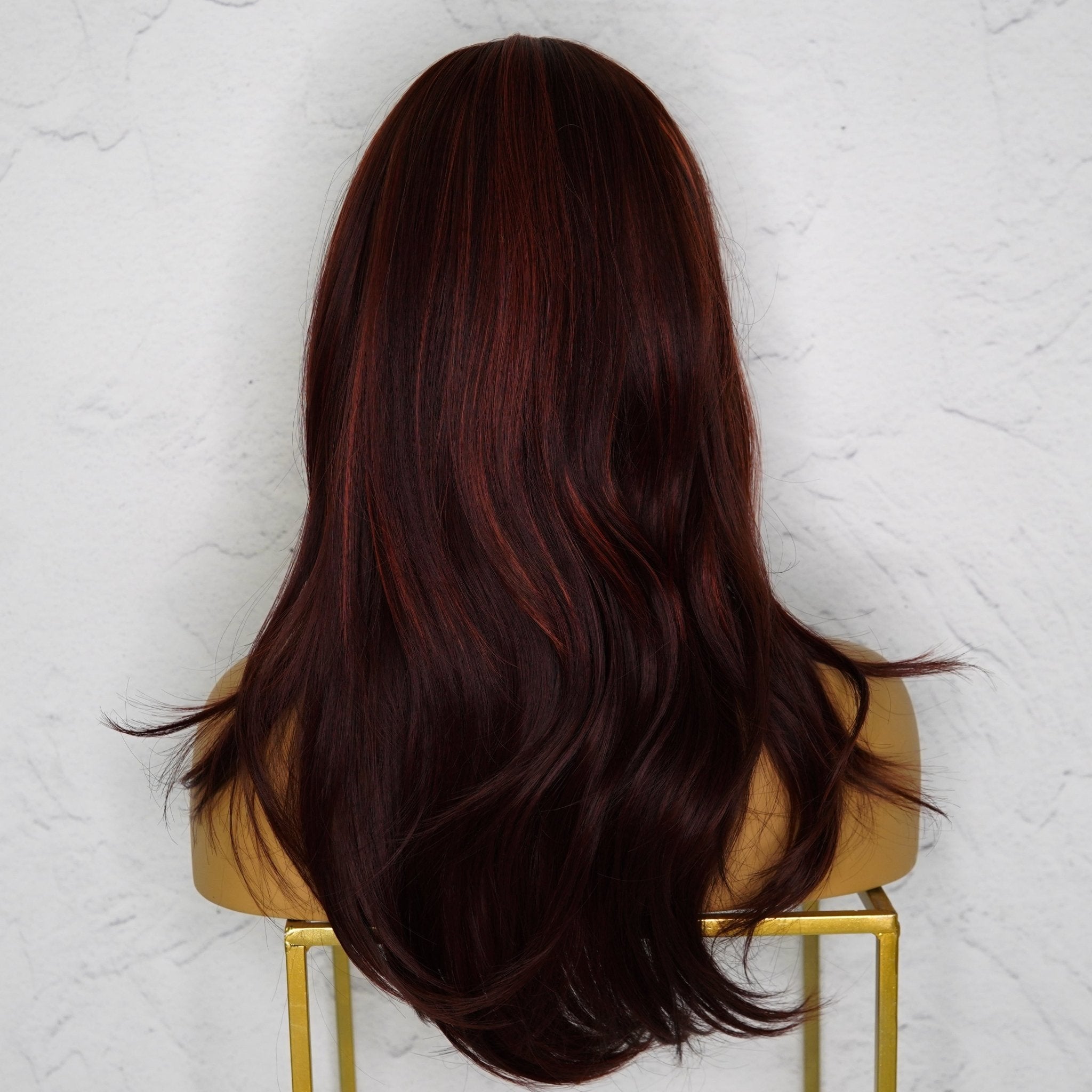 LAYTON Burgundy Fringe Wig - Milk &amp; Honey Wigs