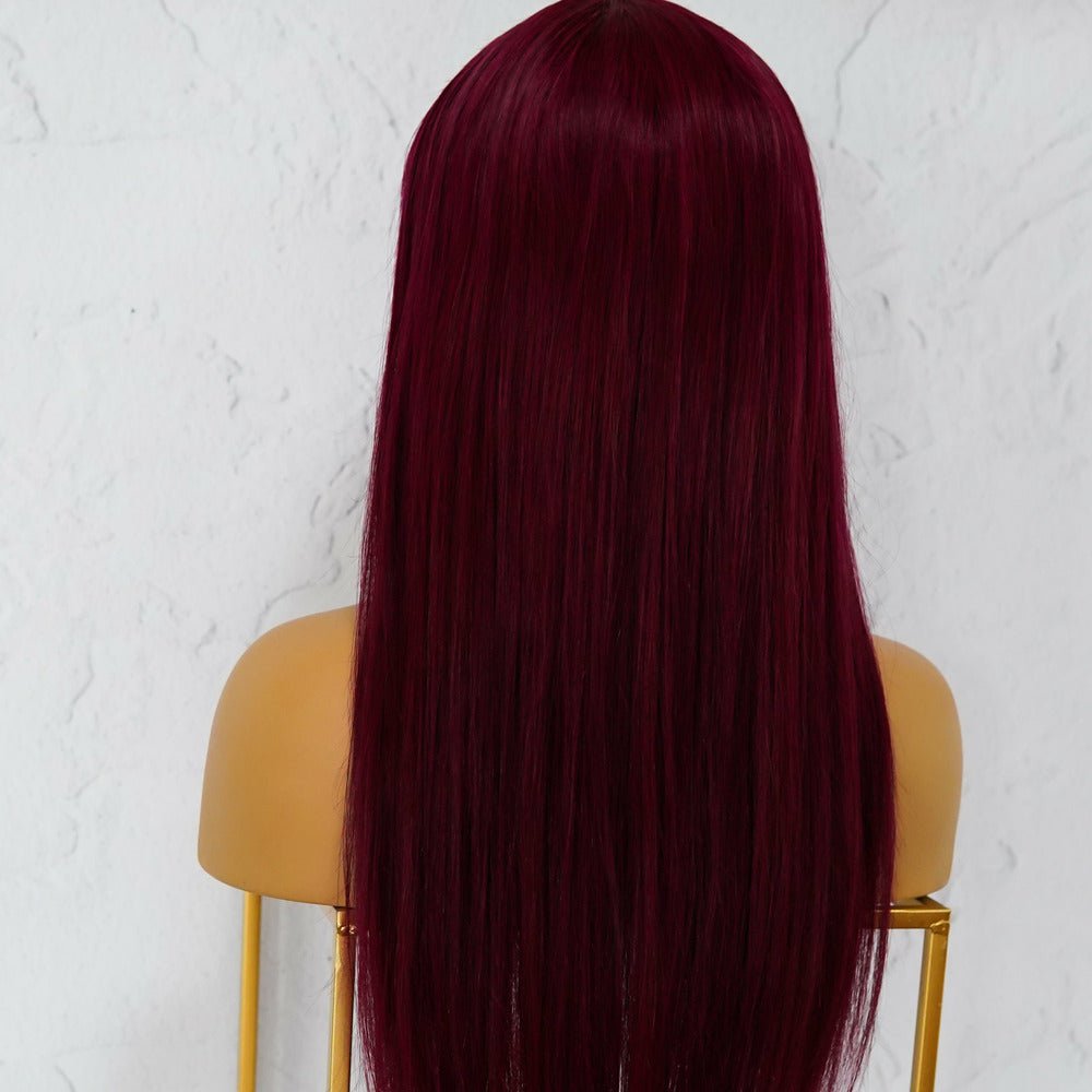 LILLY Burgundy Human Hair Lace Front Wig - Milk & Honey