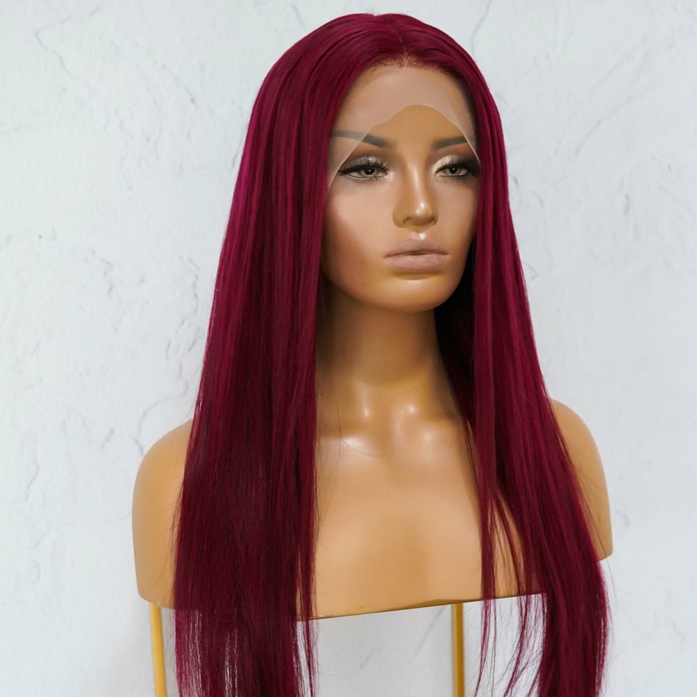 LILLY Burgundy Human Hair Lace Front Wig - Milk & Honey