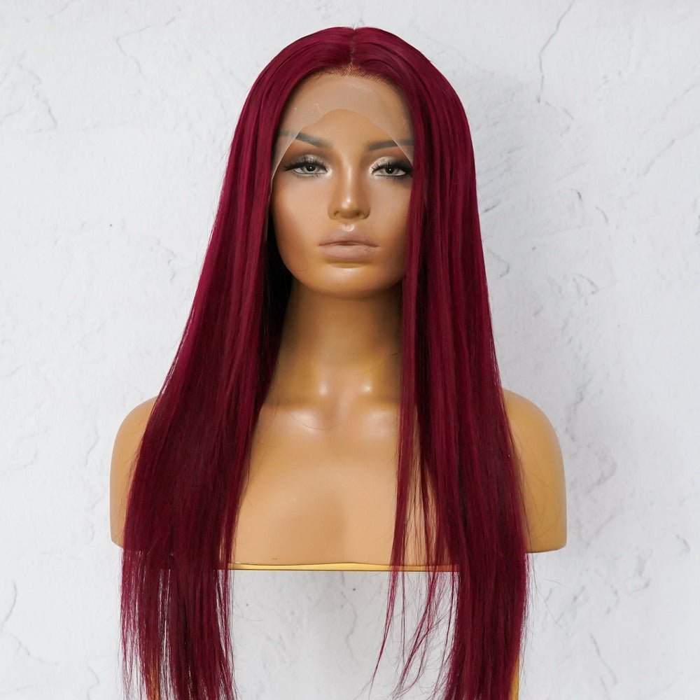 LILLY Burgundy Red Human Hair Lace Front Wig ** READY TO SHIP ** - Milk & Honey