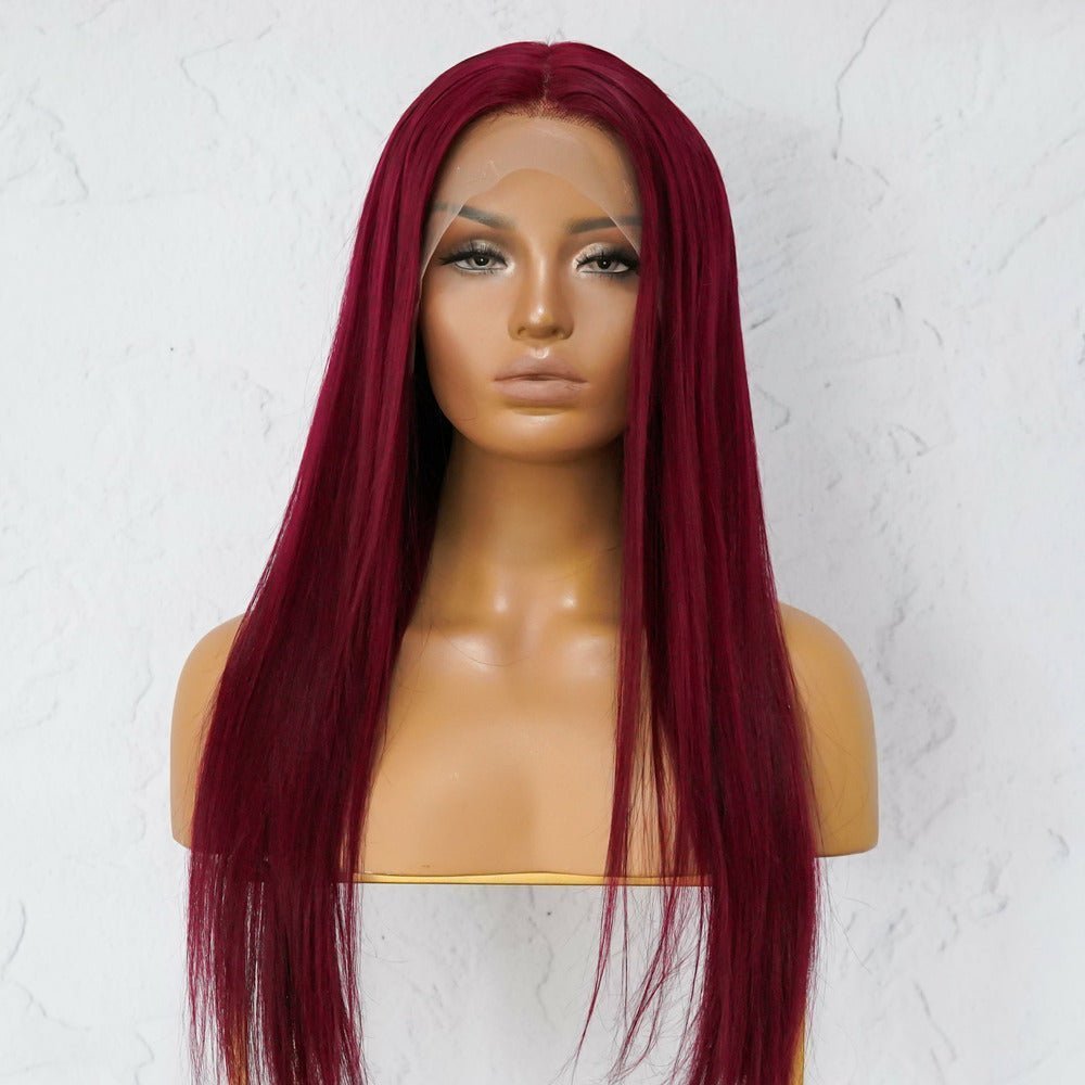 LILLY Burgundy Red Human Hair Lace Front Wig ** READY TO SHIP ** - Milk & Honey Wigs