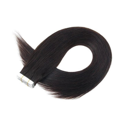 coal shade 1B tape-in human hair extensions | Milk &amp; Honey Wigs