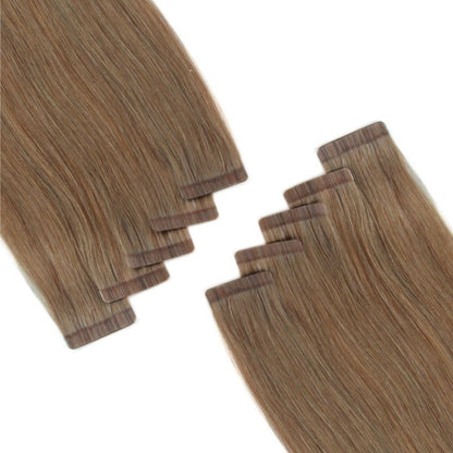 medium brown shade 6 tape-in human hair extensions, 100g | Milk &amp; Honey Wigs