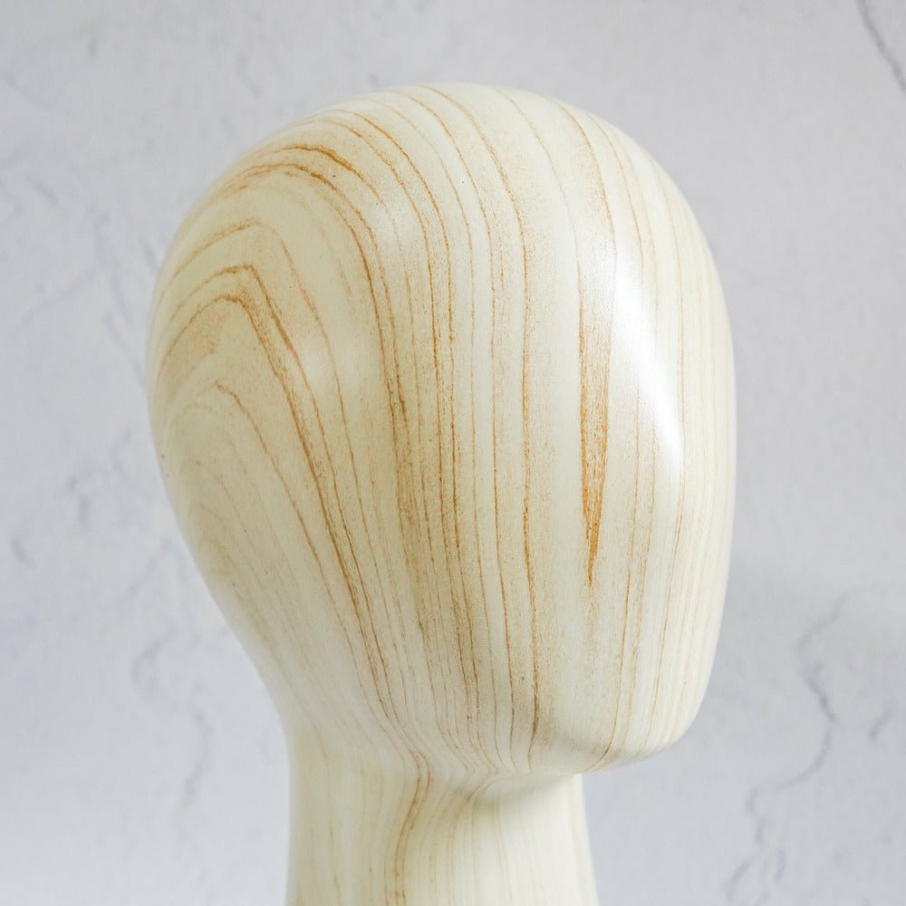 Luxe Wood Finish Wig Stand - Milk & Honey