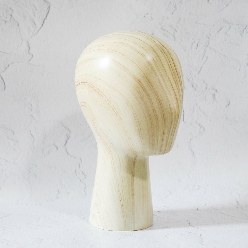 Luxe Wood Finish Wig Stand - Milk & Honey