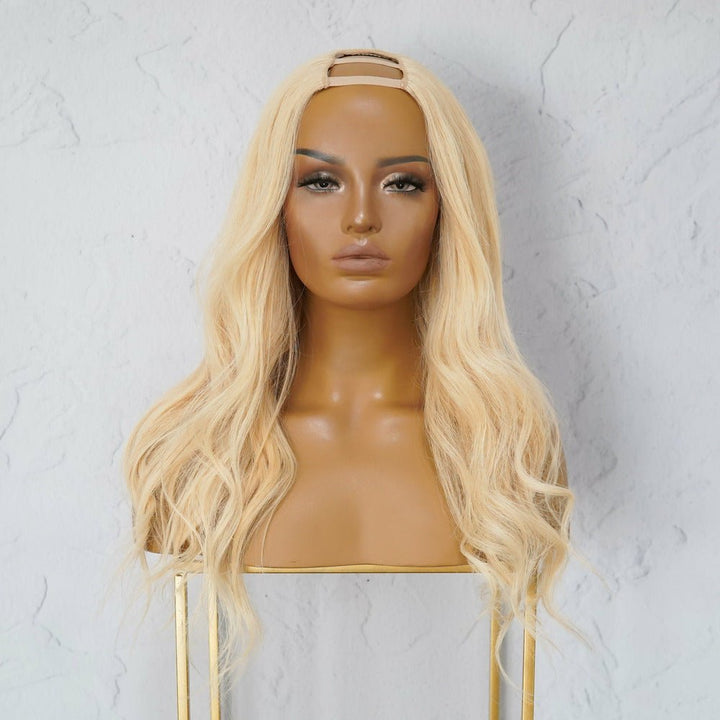 MADISON Blonde Human Hair U Part Wig - Milk & Honey
