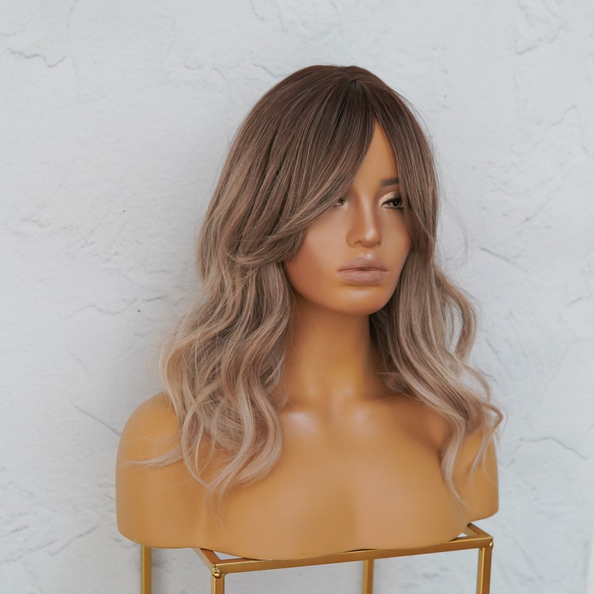 MARLEY Ash Brown Ombre Fringe Wig - Milk &amp; Honey Wigs