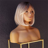 MIAH Ombre Blonde Fringe Bob Wig - Milk & Honey