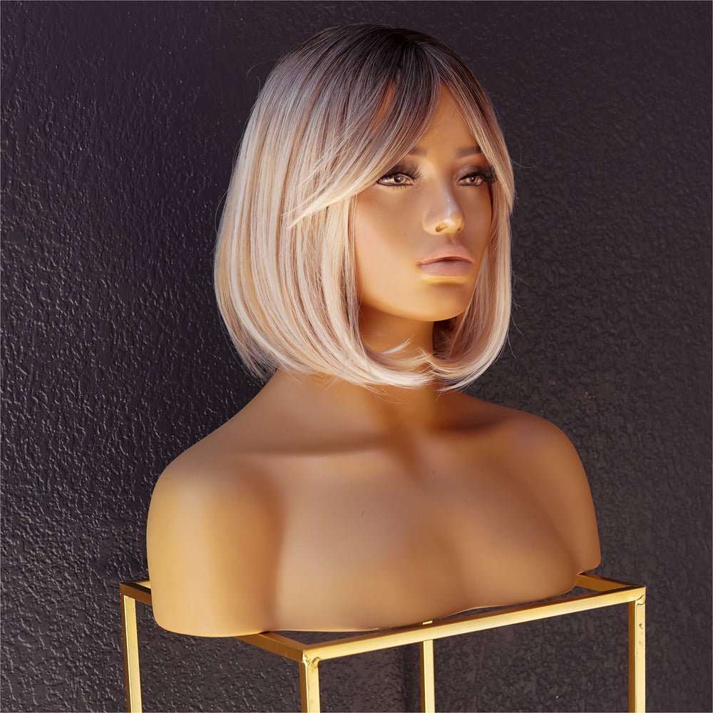 MIAH Ombre Blonde Fringe Bob Wig - Milk &amp; Honey Wigs