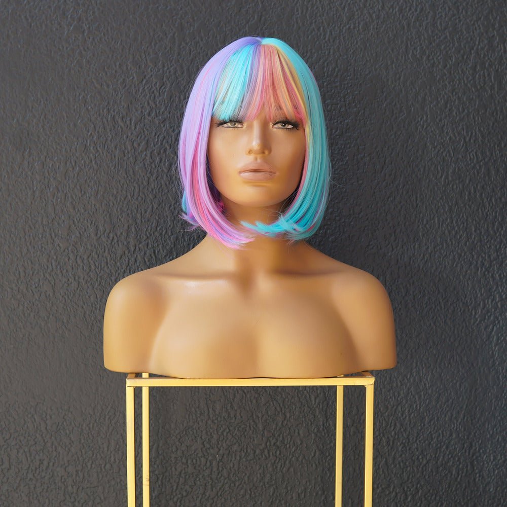 MIAH Rainbow Fringe Bob Wig - Milk &amp; Honey Wigs