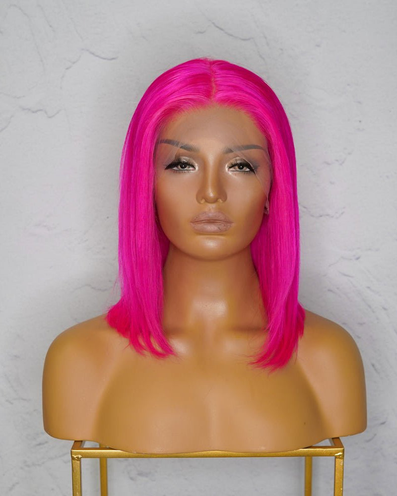 MINX Neon Pink Human Hair Lace Front Wig - Milk & Honey