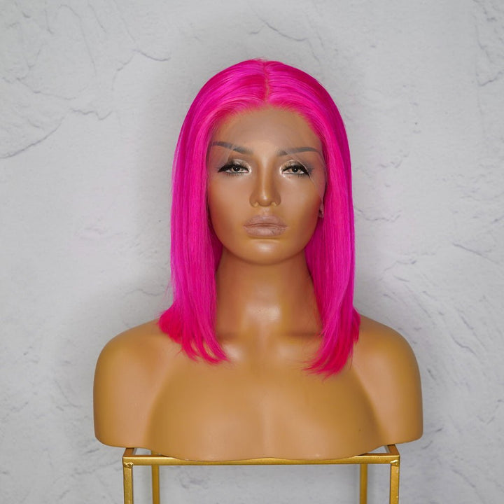 MINX Neon Pink Human Hair Lace Front Wig - Milk & Honey