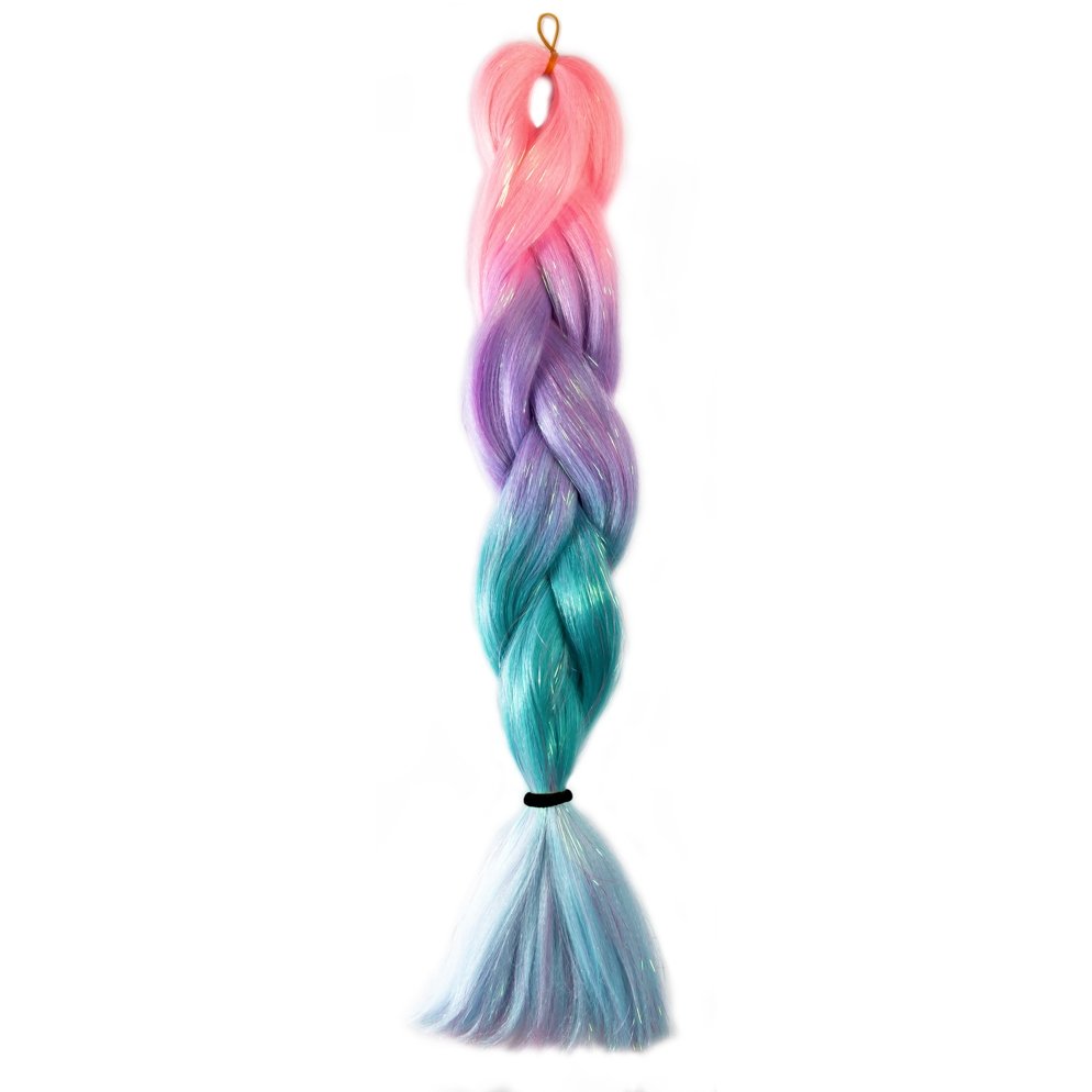 PASTEL PINK, PURPLE, BLUE GLITTER BRAID HAIR 24" - Milk & Honey