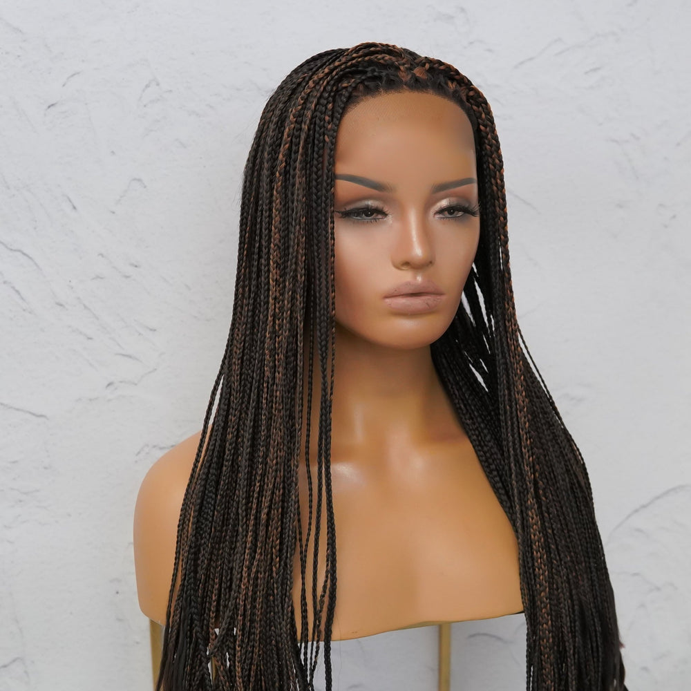 PHOENIX BROWN Braided 26" Lace Front Wig - Milk & Honey