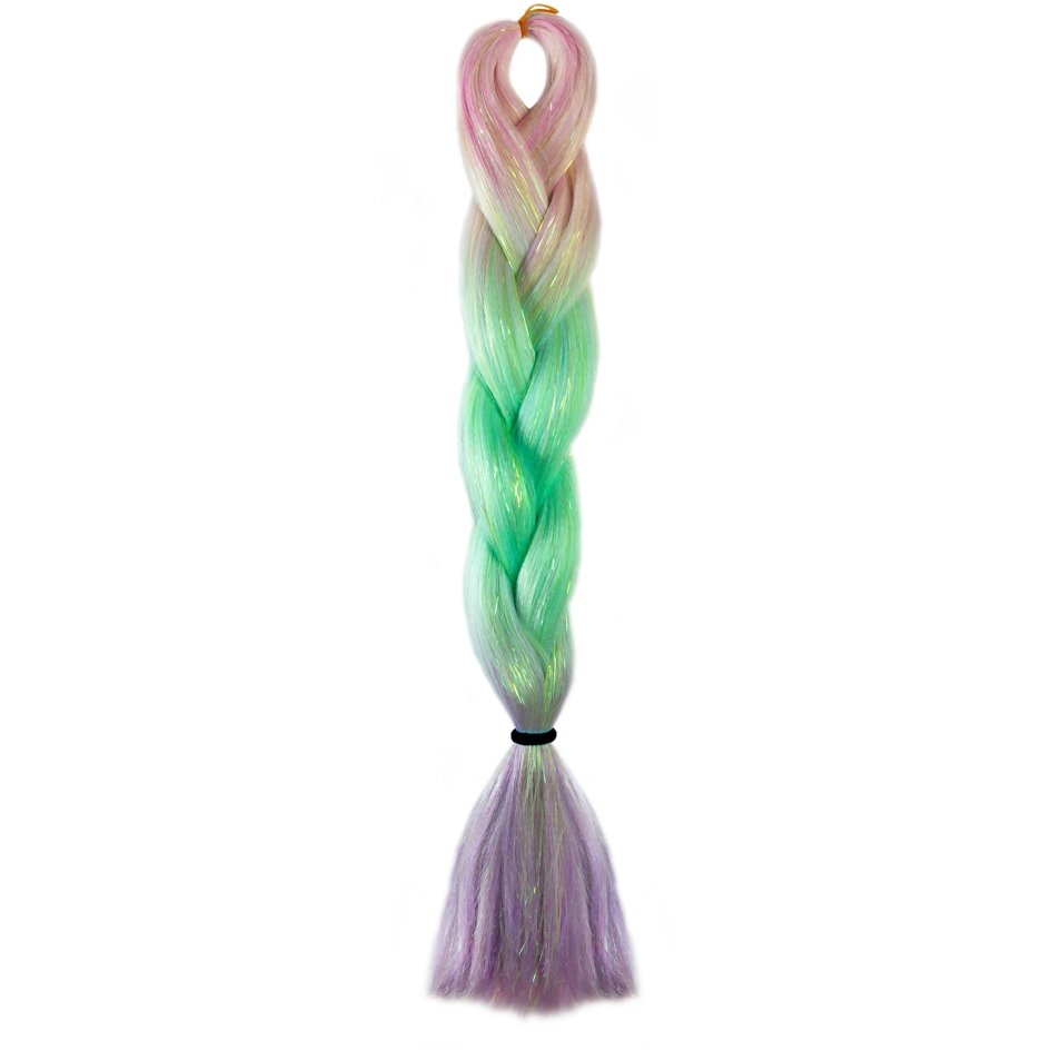 PINK, GREEN, PURPLE GLITTER BRAID HAIR 24" - Milk & Honey