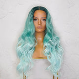 POLLY Ombre Blue 30" Lace Front Wig - Milk & Honey