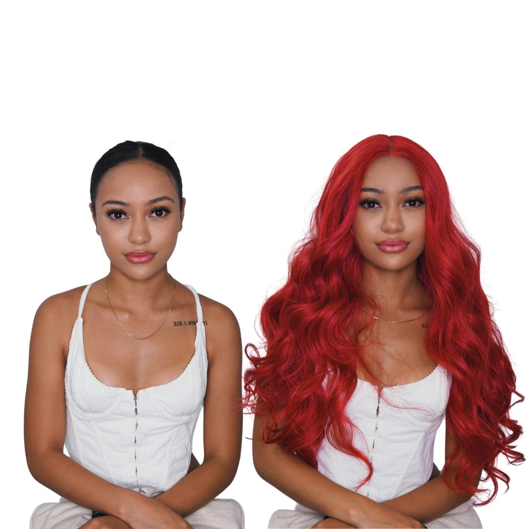 Valentines authentic red hawaiian curly lace wig