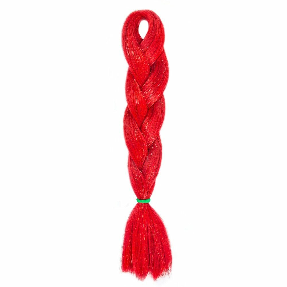RED GLITTER BRAID HAIR 24&quot; - Milk &amp; Honey Wigs
