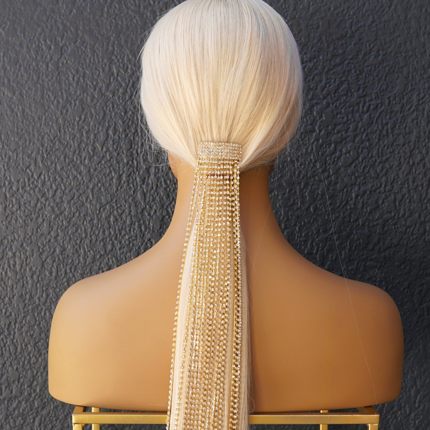 Rhinestone Ponytail Hair Chain - GOLD - Milk &amp; Honey Wigs