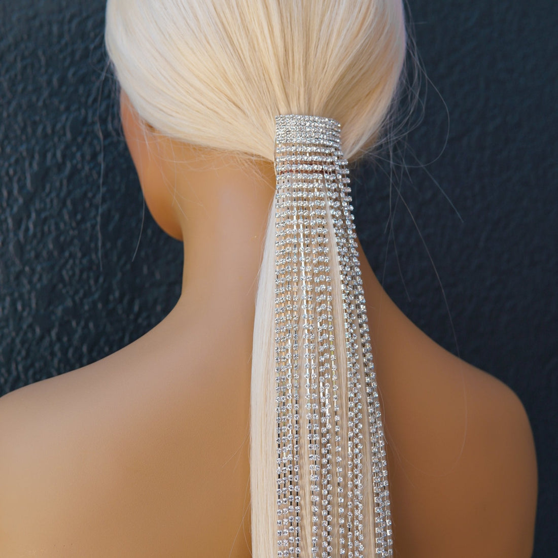 Rhinestone Ponytail Hair Chain - SILVER - Milk &amp; Honey Wigs