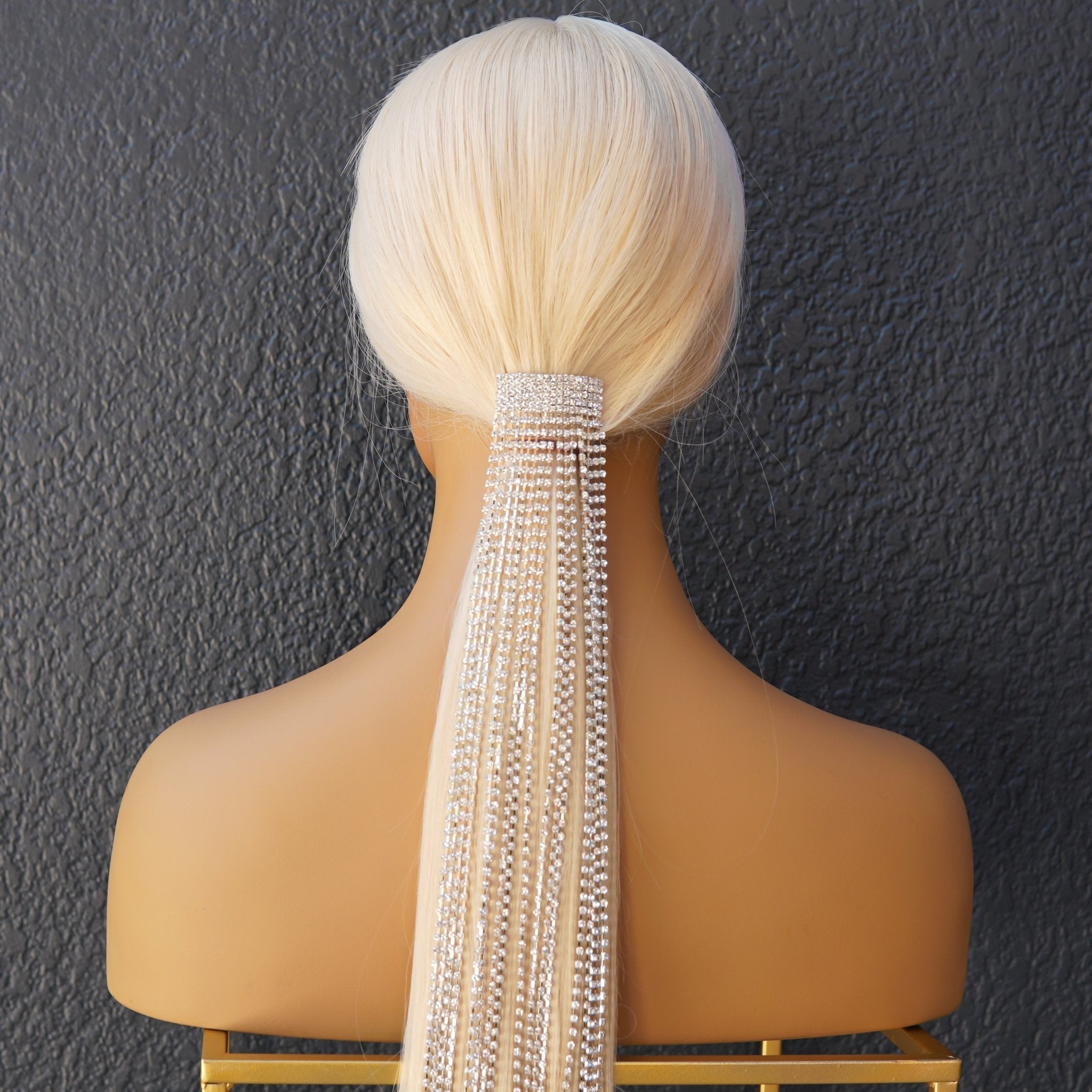 Rhinestone Ponytail Hair Chain - SILVER - Milk &amp; Honey Wigs