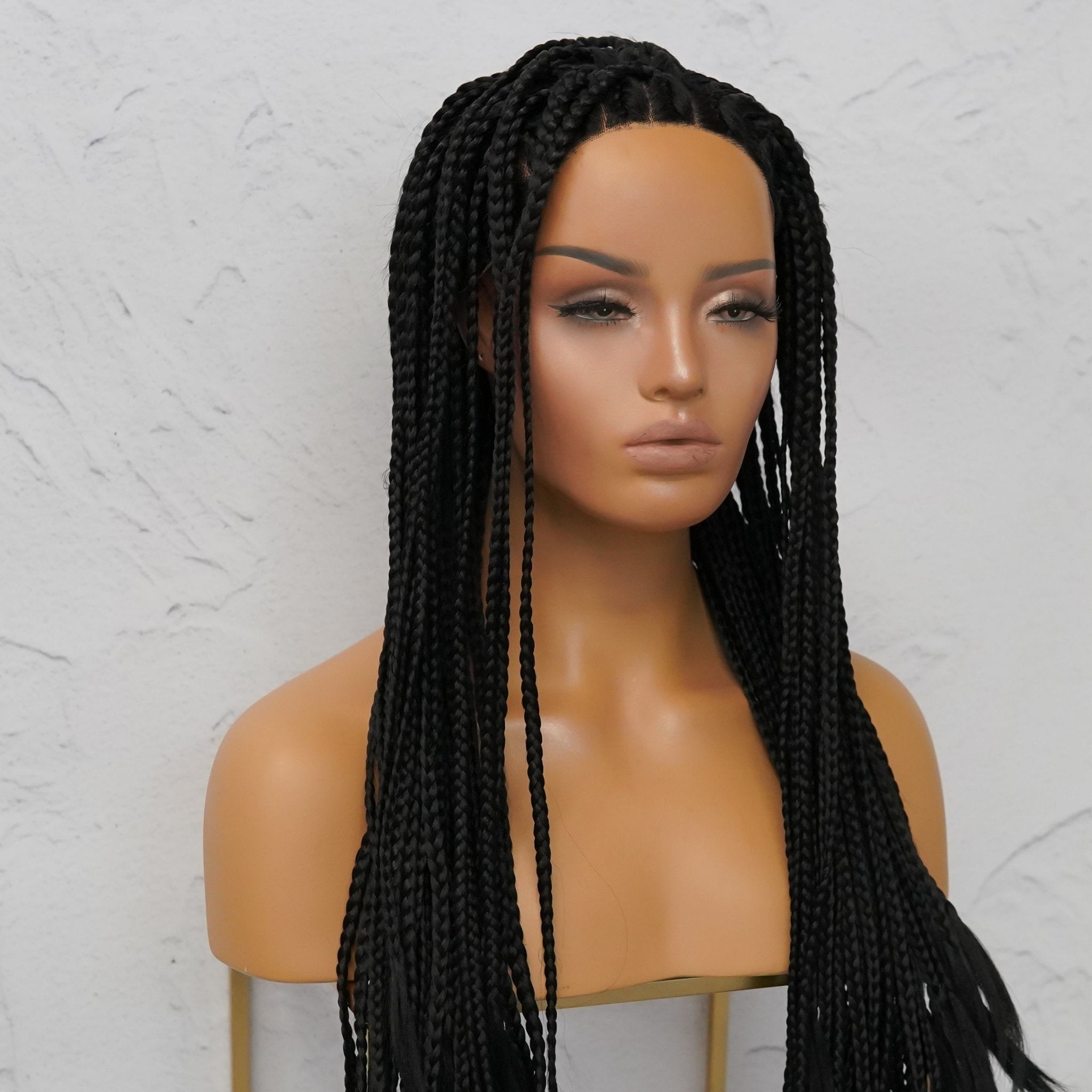SAMPLE PHOENIX BLACK Braided 26" Lace Front Wig - Pre Cut Lace - Milk & Honey Wigs