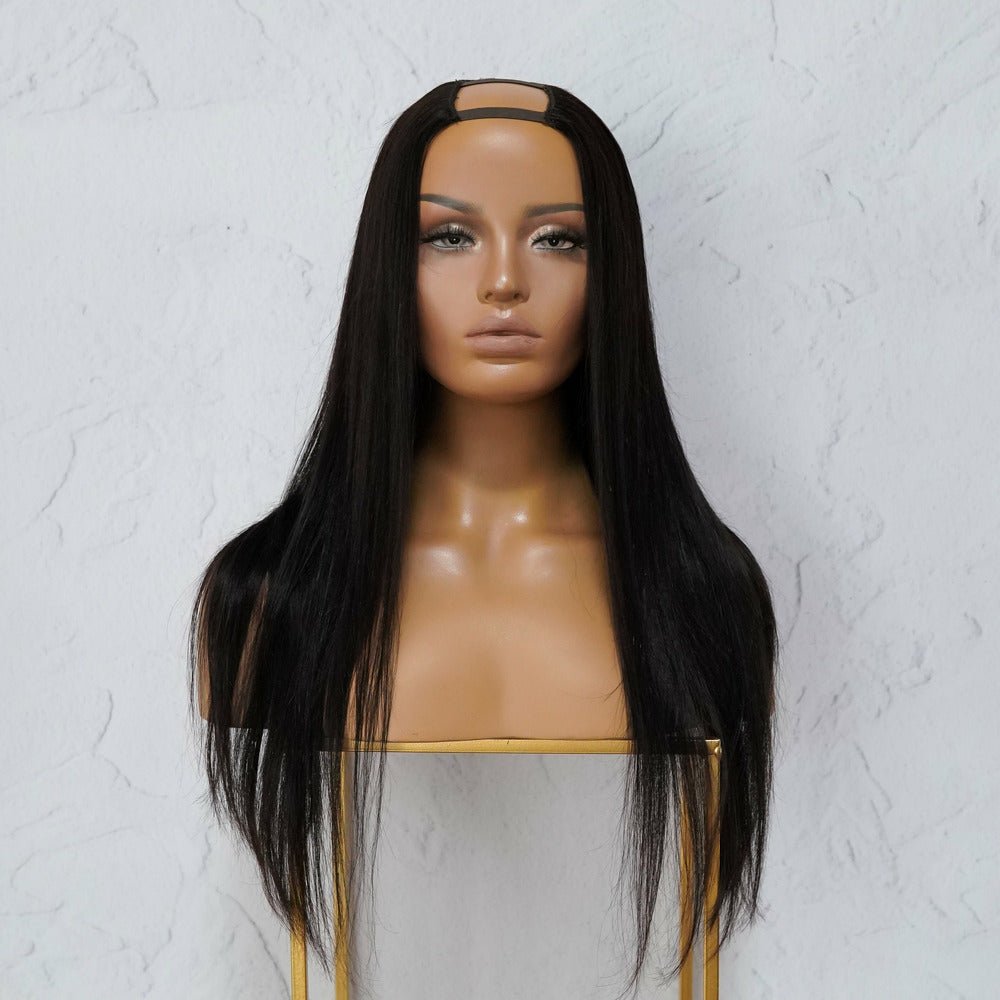 SARAH Black Human Hair U Part Wig Milk Honey