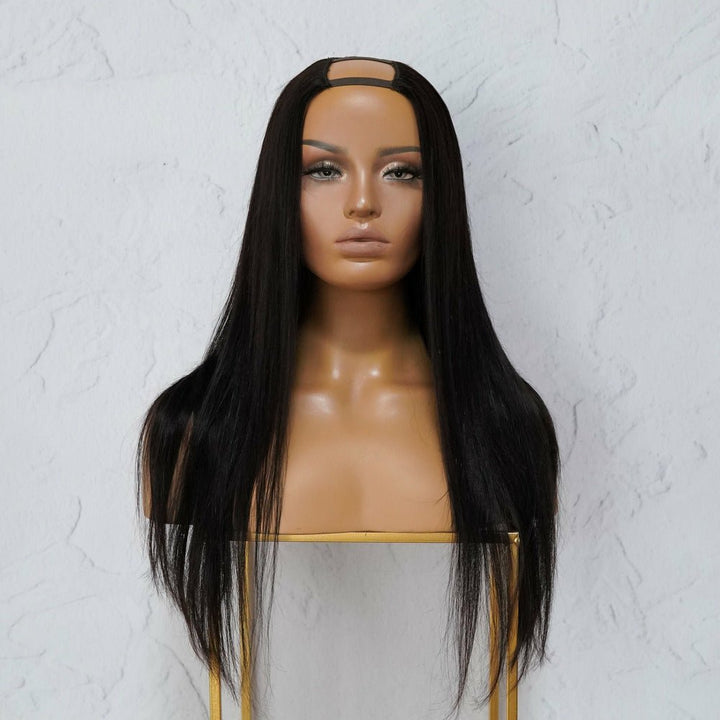 SARAH Black Human Hair U Part Wig - Milk & Honey