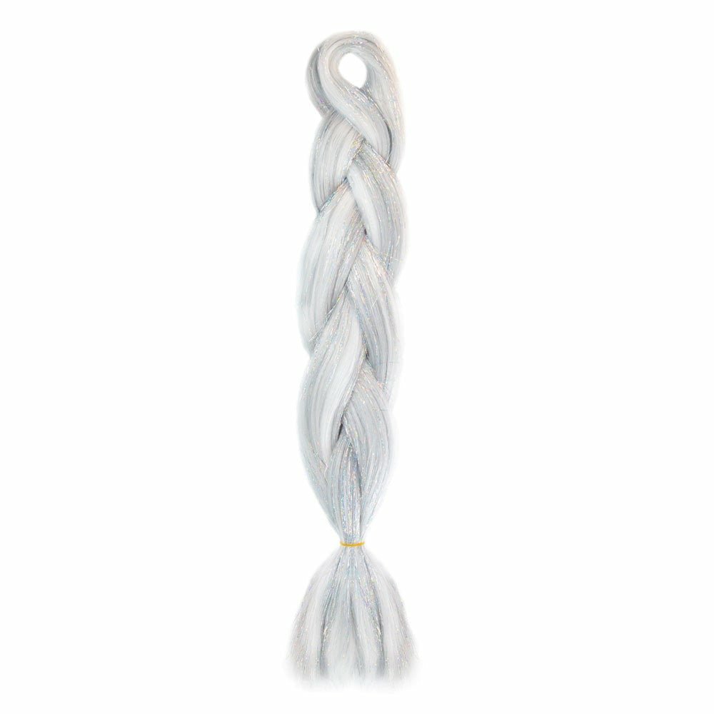 SILVER GLITTER BRAID HAIR 24&quot; - Milk &amp; Honey Wigs