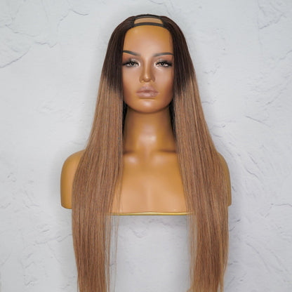 SUZY ombre brown human hair u-part wig | Milk &amp; Honey Wigs