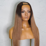 SUZY Ombre Brown Human Hair U Part Wig - Milk & Honey