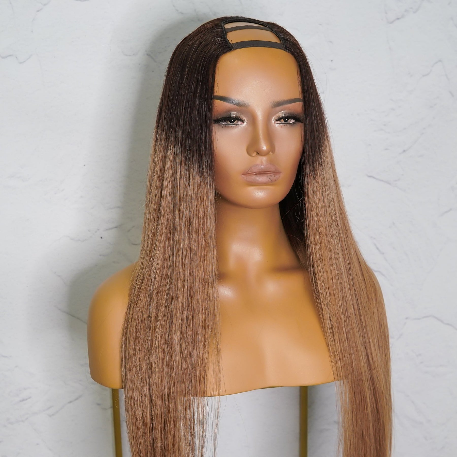 SUZY Ombre Brown Human Hair U Part Wig - Milk & Honey