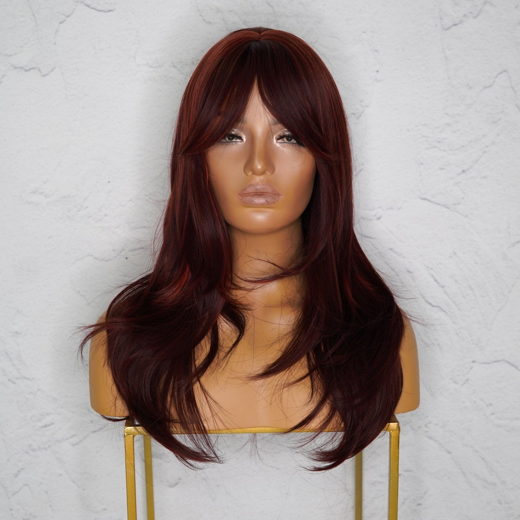 TAHLEAH Burgundy Fringe Wig - Milk & Honey Wigs