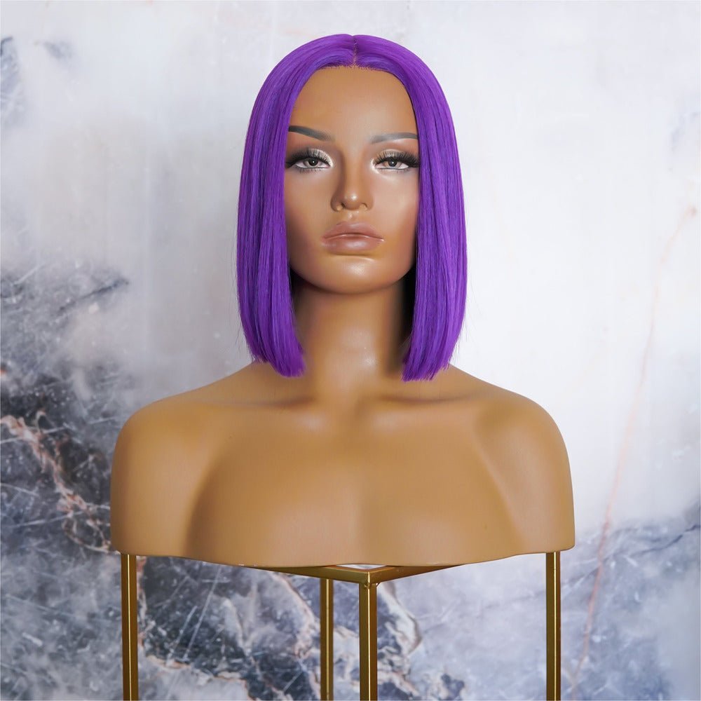 Short purple clearance lace front wig