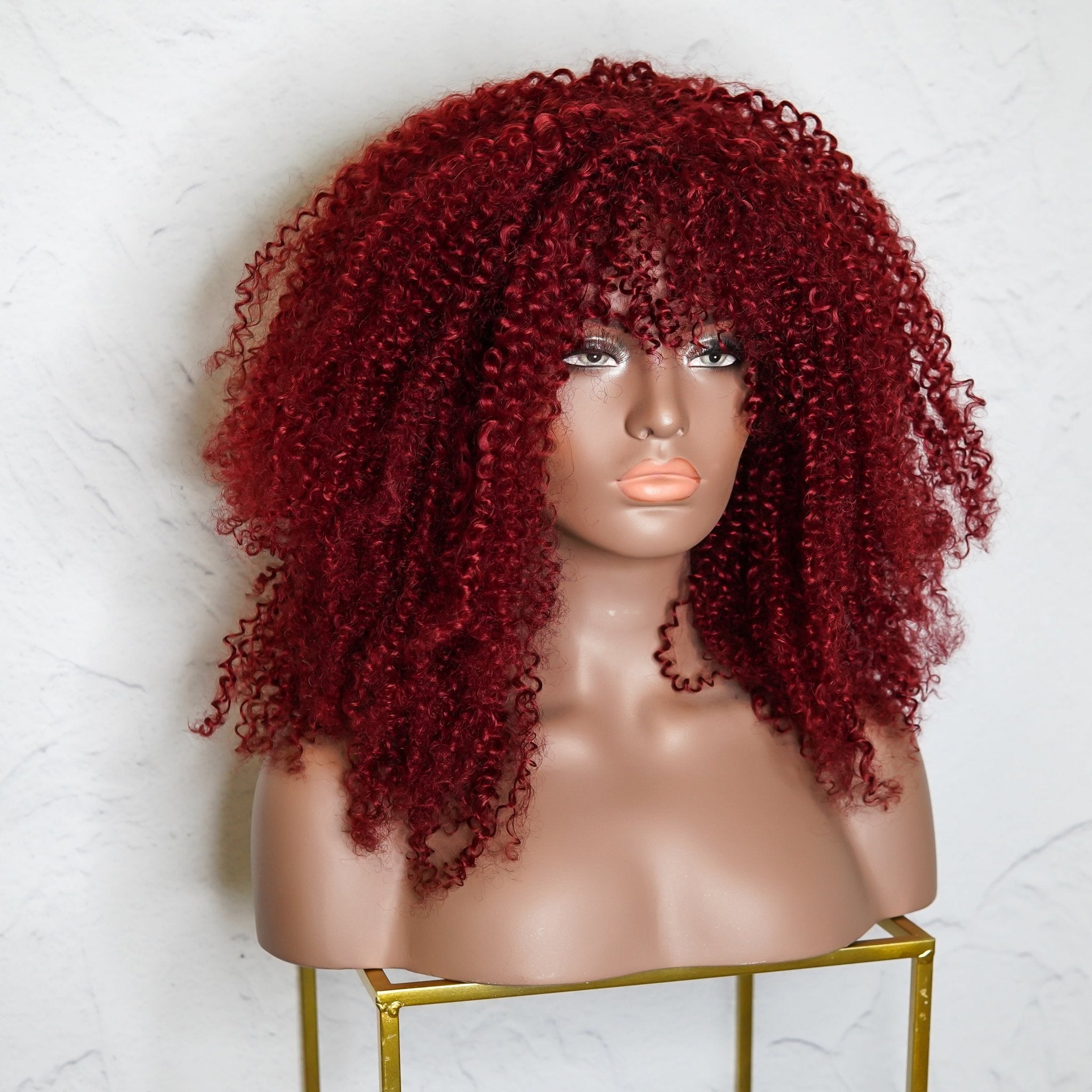 TYRA Burgundy Afro Curl Wig - Milk &amp; Honey Wigs