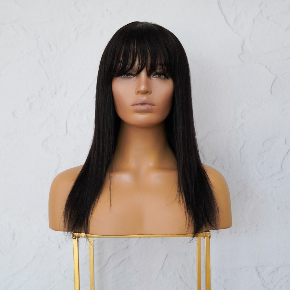 VICTORIA Black Human Hair Fringe Wig ** READY TO SHIP ** - Milk & Honey
