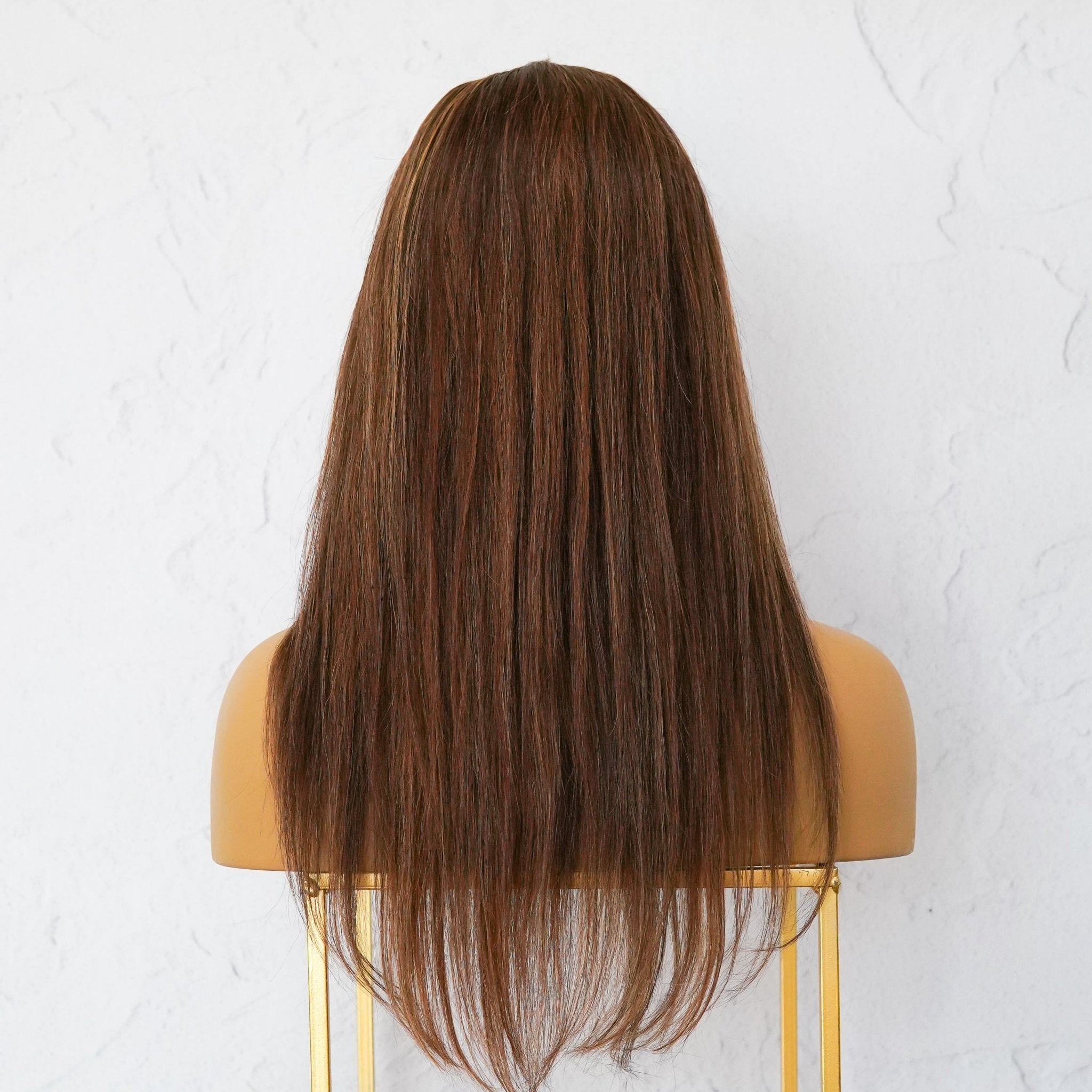 VICTORIA Brown Human Hair Fringe Wig - Milk & Honey