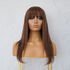 VICTORIA Brown Human Hair Fringe Wig ** READY TO SHIP ** - Milk & Honey Wigs