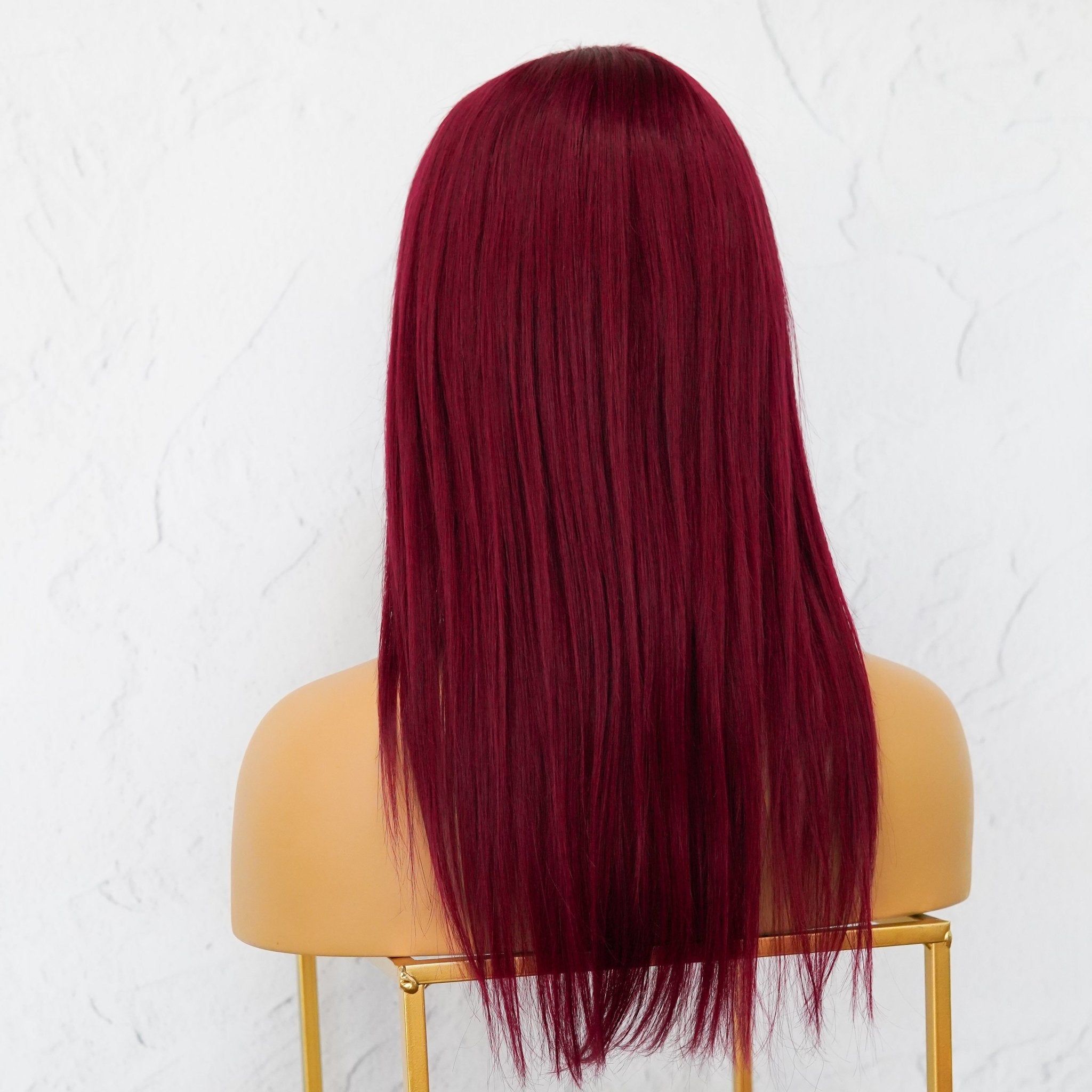 Human Hair Blend Full Bangs Fringe Wig Burgundy Red Purple -  Singapore