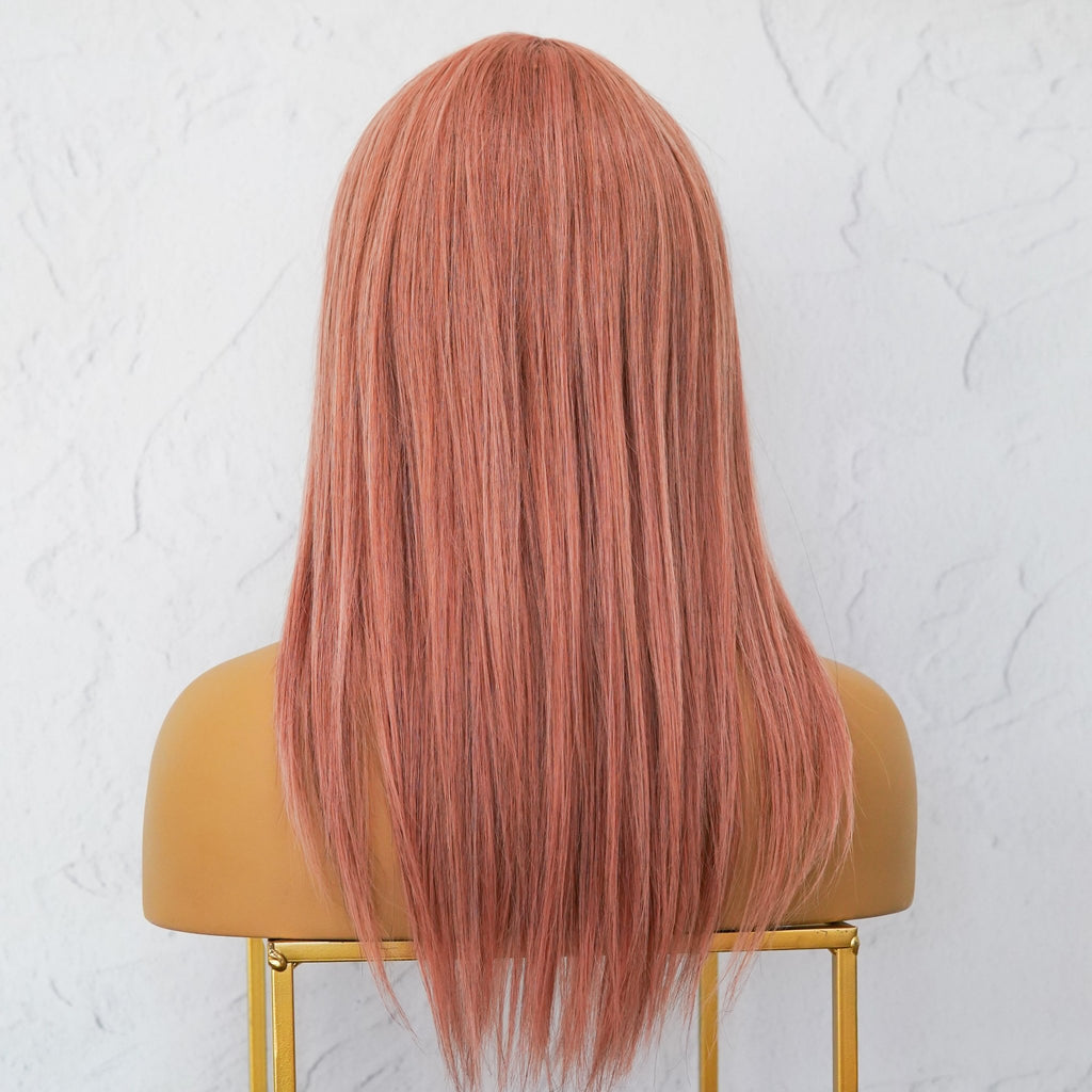 VICTORIA Dusty Pink Human Hair Fringe Wig - Milk & Honey