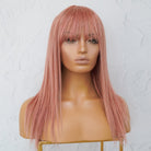 VICTORIA Dusty Pink Human Hair Fringe Wig - Milk & Honey Wigs