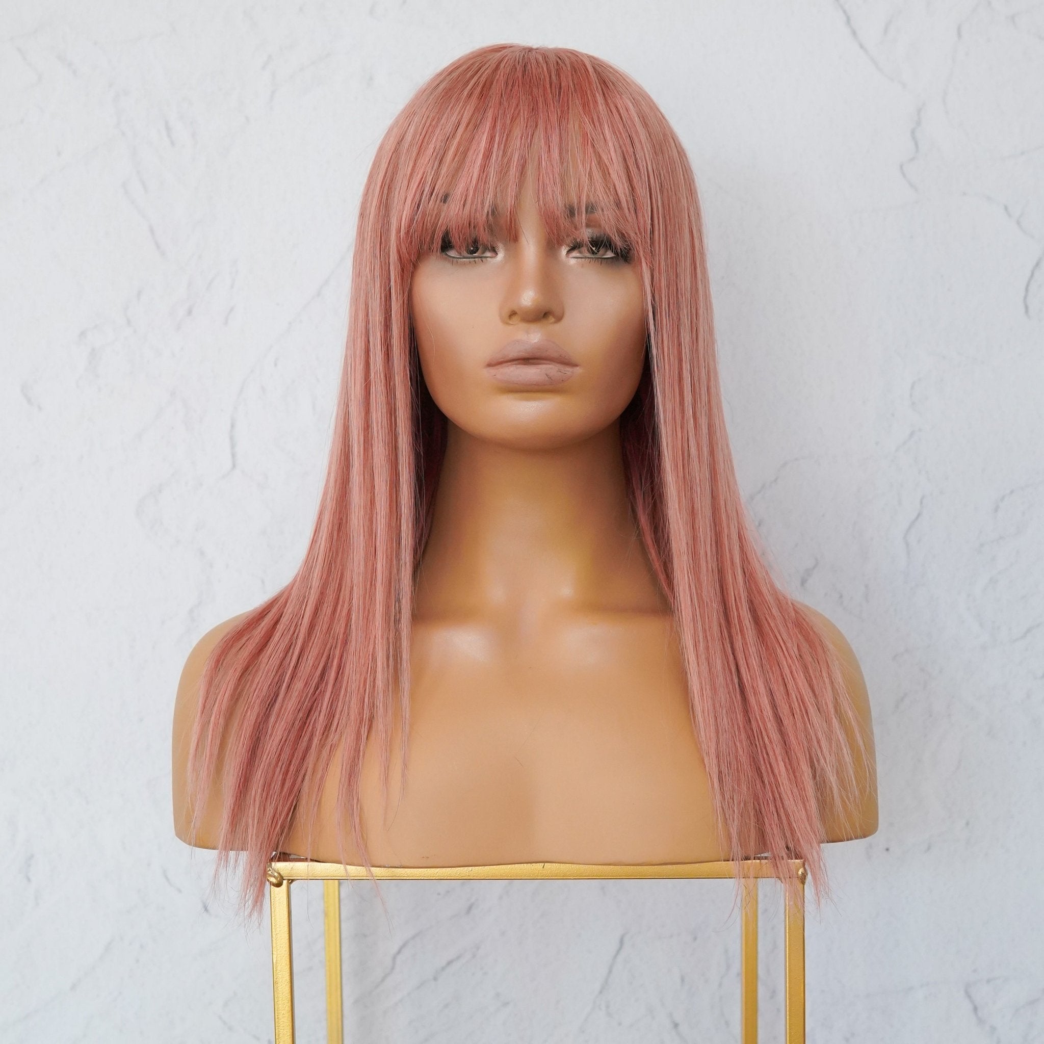 Pink wig with fringe hotsell