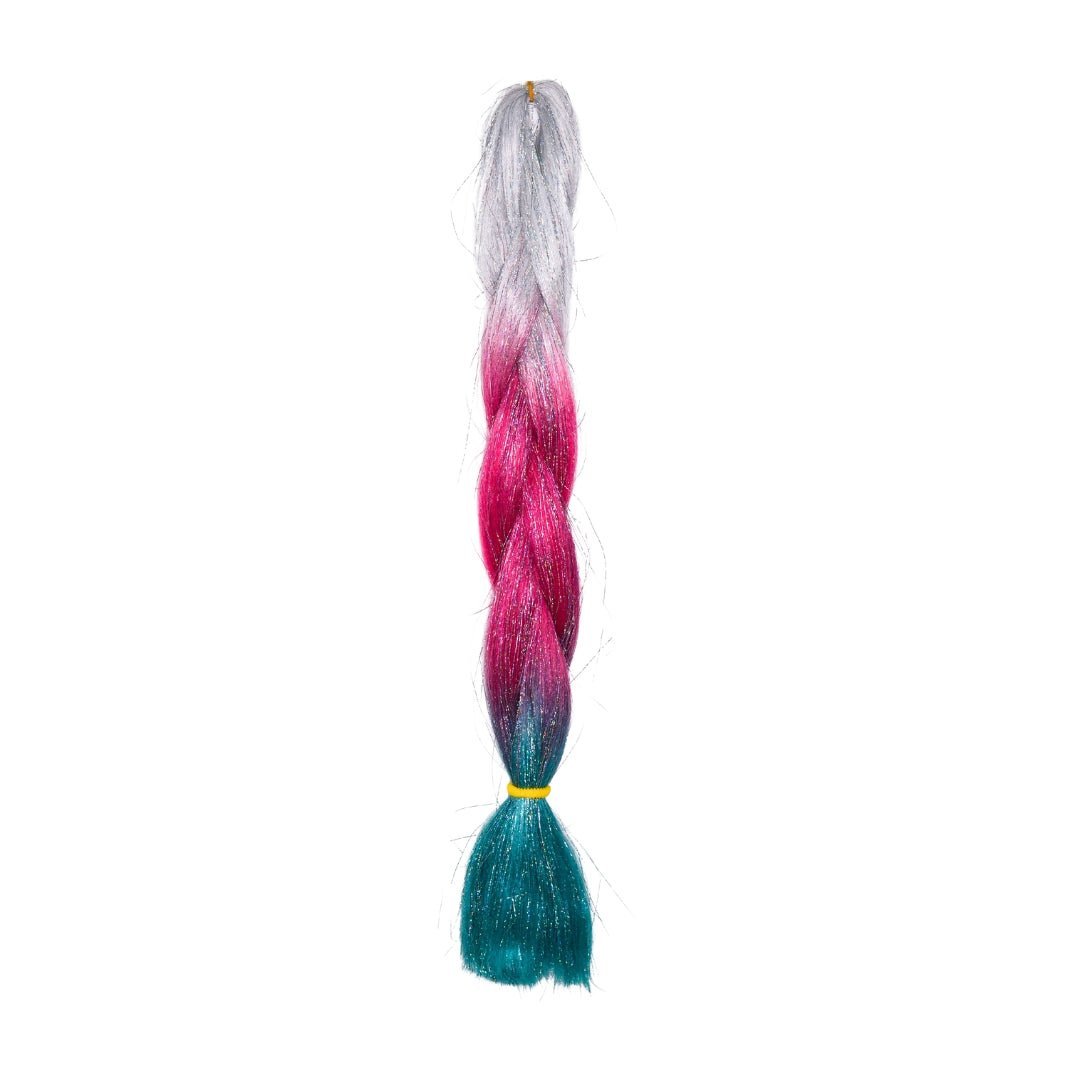 WHITE, PINK,TEAL GLITTER BRAID HAIR 24&quot; - Milk &amp; Honey Wigs