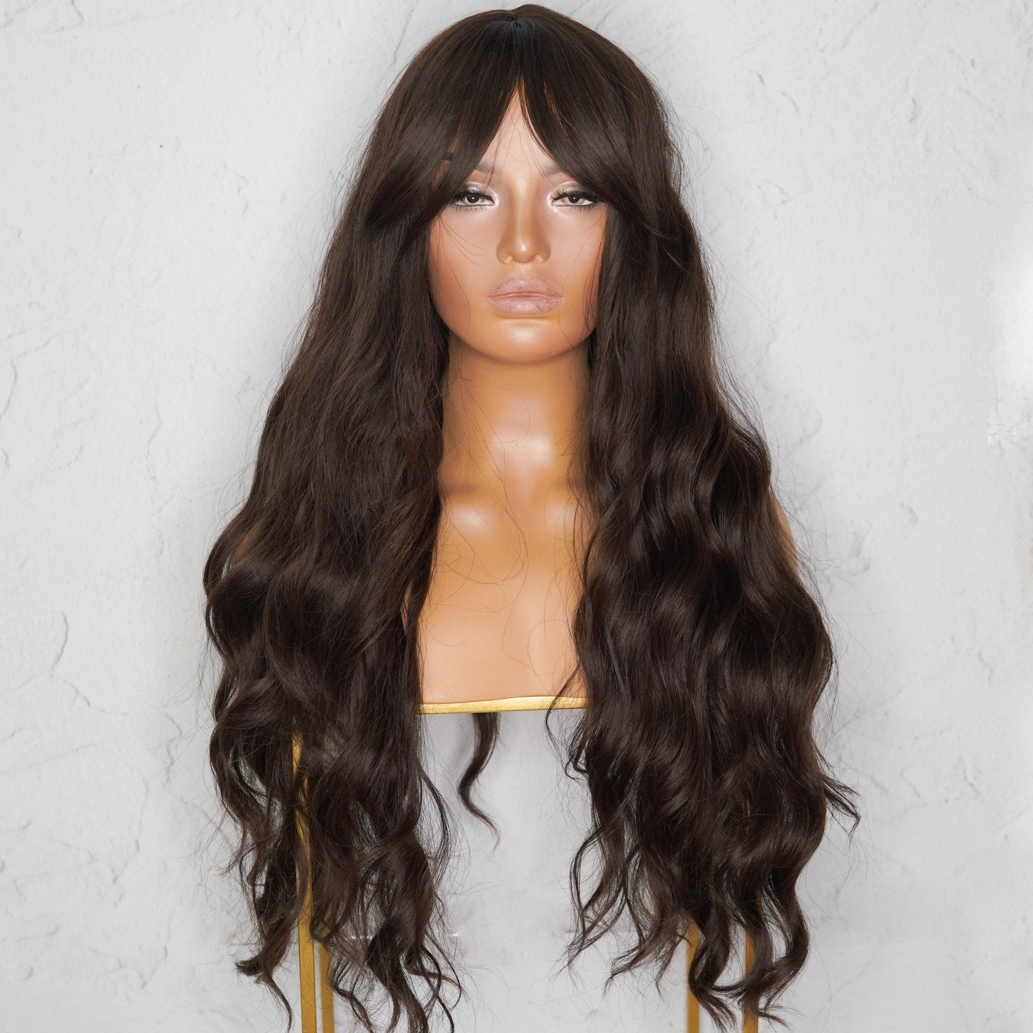 YASMIN Dark Brown Fringe Wig - Milk &amp; Honey Wigs